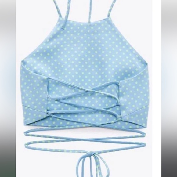 ZARA Polka Dot Strappy Crop Top NWT - Picture 2 of 2